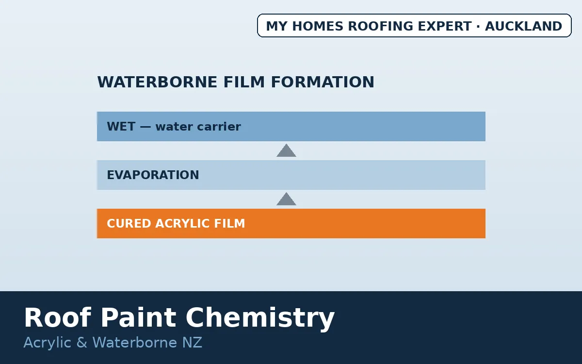 Acrylic roof paint NZ — waterborne coating chemistry and film formation