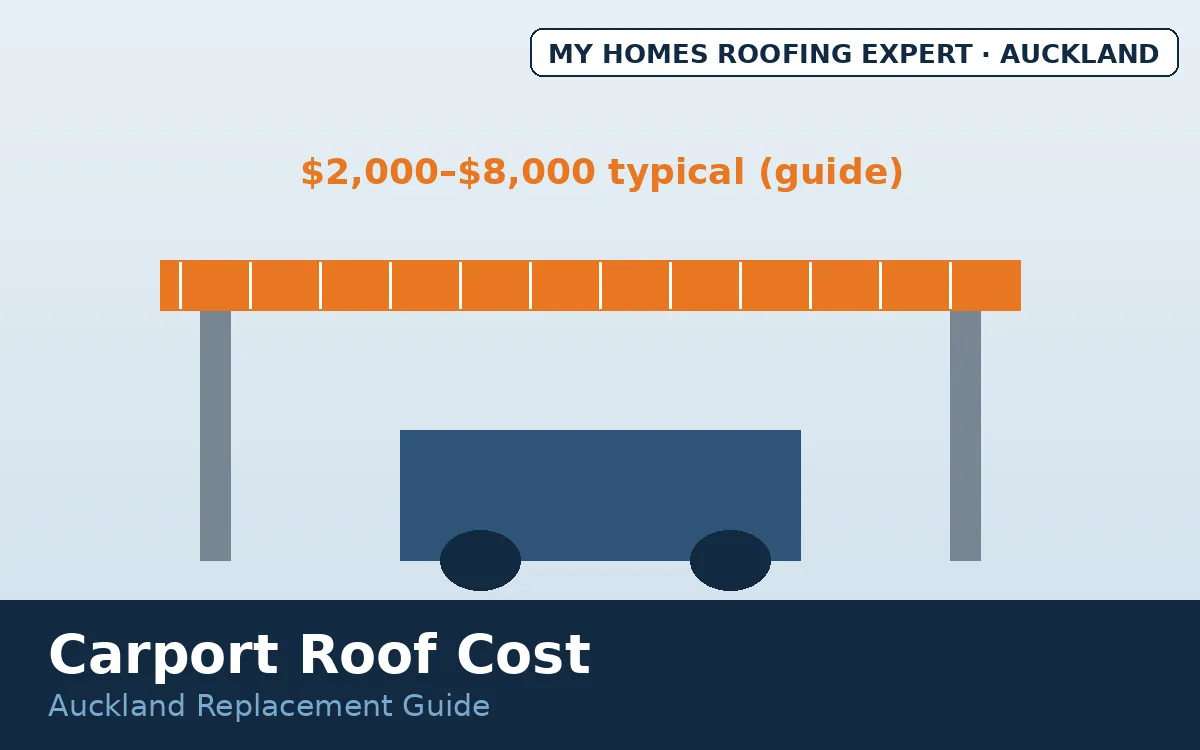 Carport roof replacement cost Auckland — carport frame with new roofing sheets
