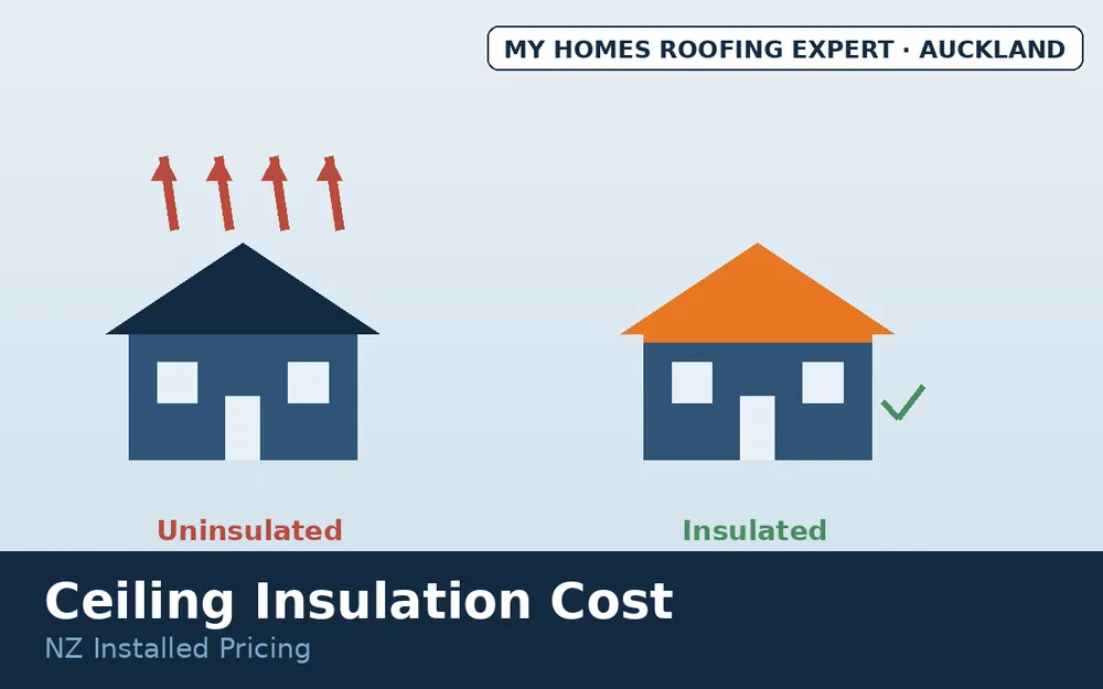Heat loss through uninsulated roof compared with insulated NZ home
