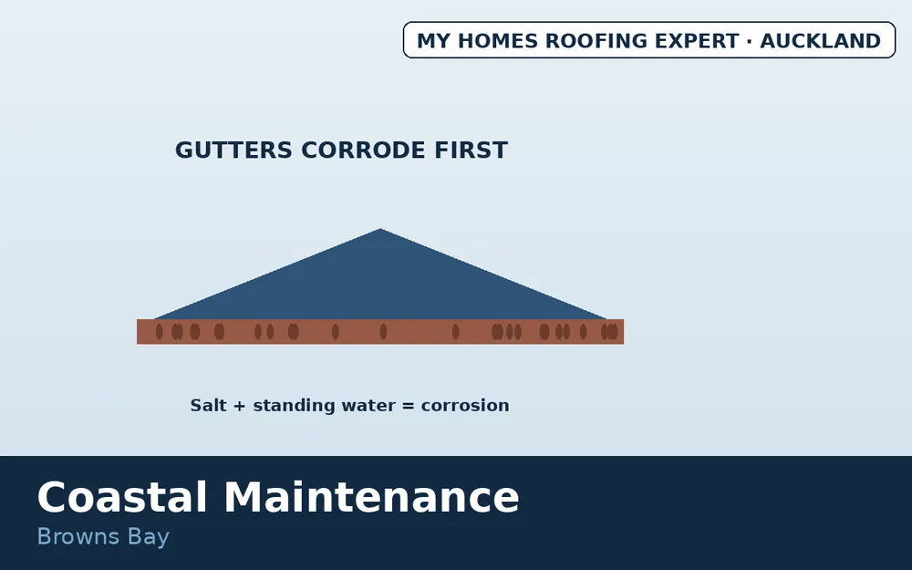 Browns Bay East Coast Bays salt gutter corrosion