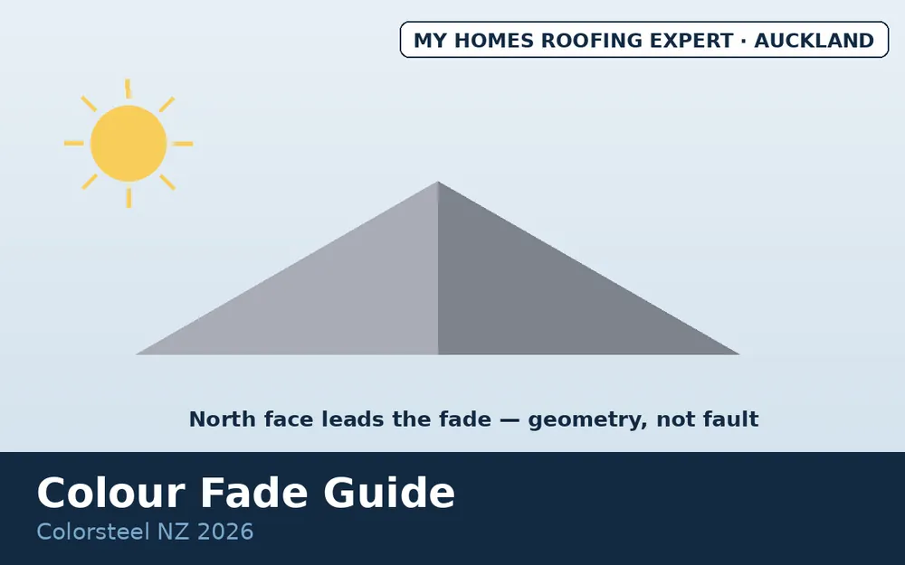UV exposure causing roof colour fade and chalking on NZ Colorsteel