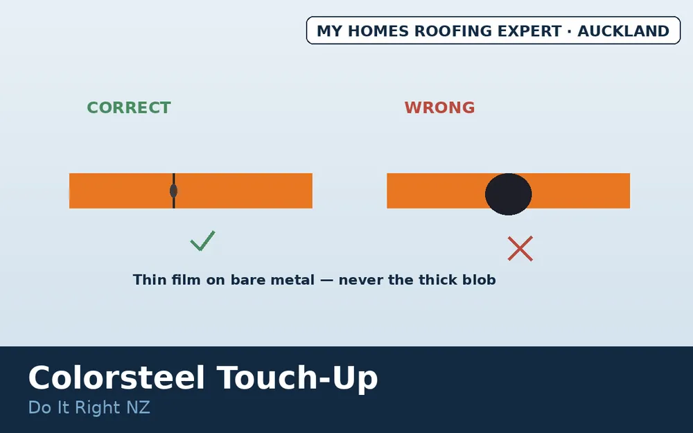 Correct versus wrong Colorsteel touch-up application NZ