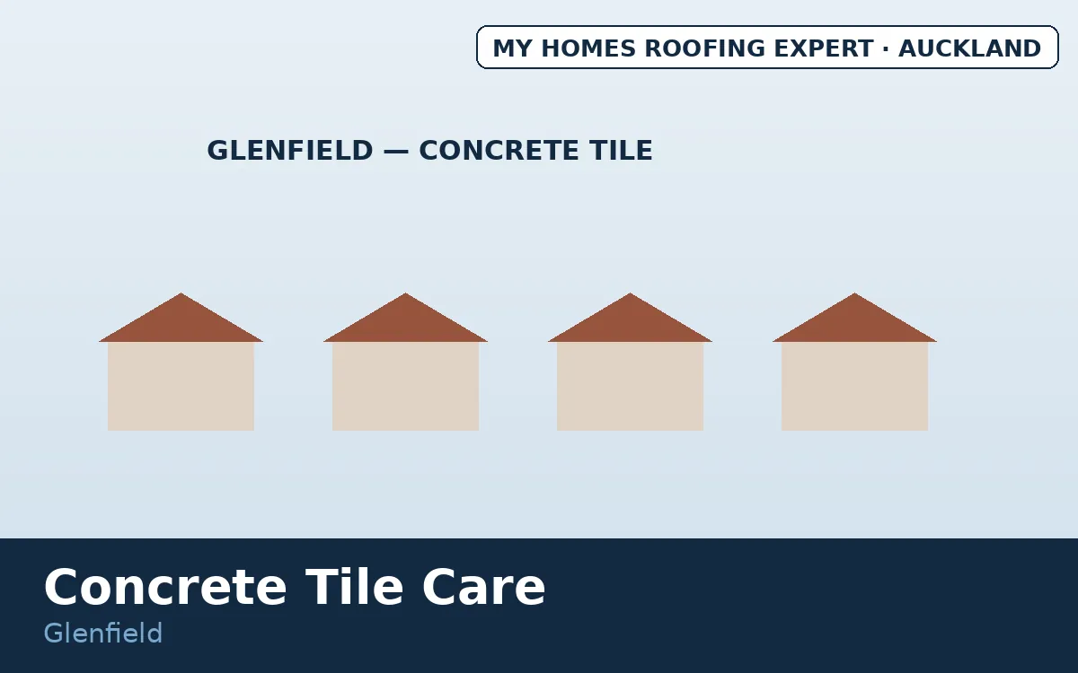 Concrete tile roof care Glenfield — 60s to 80s concrete tile homes