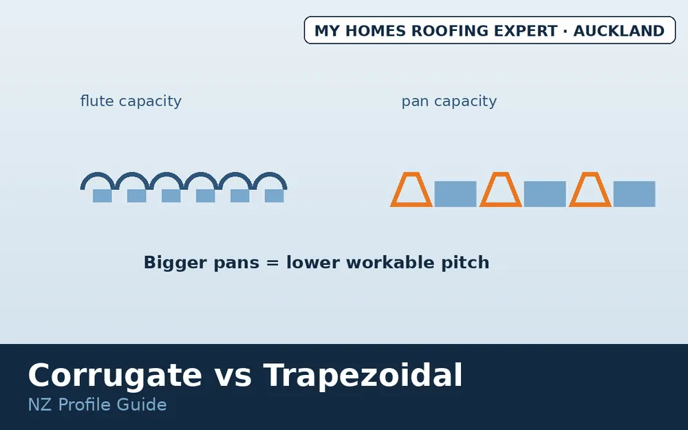 Water flow capacity comparison between corrugate and trapezoidal rib profiles