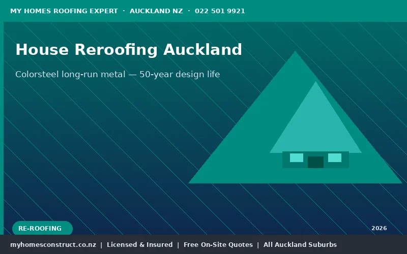 Auckland house reroofing in progress Colorsteel long-run metal