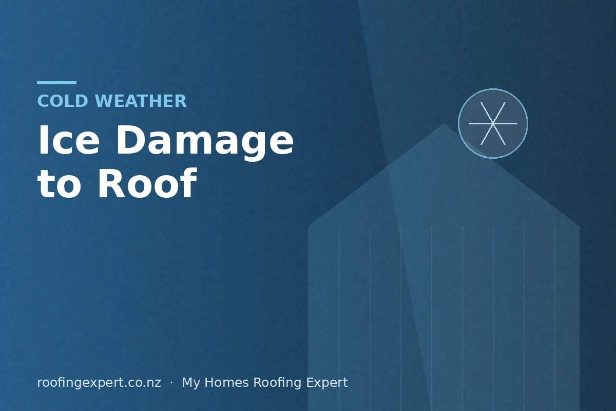 Ice blocking a gutter causing ice damage to roof in NZ winter Ice blocking a gutter causing ice damage to roof in NZ winter