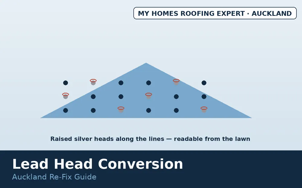 Popped lead head nails along roof fixing lines Auckland