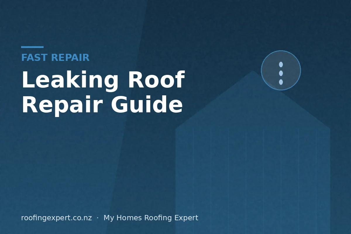 Roofer performing a leaking roof repair on a New Zealand home Roofer performing a leaking roof repair on a New Zealand home