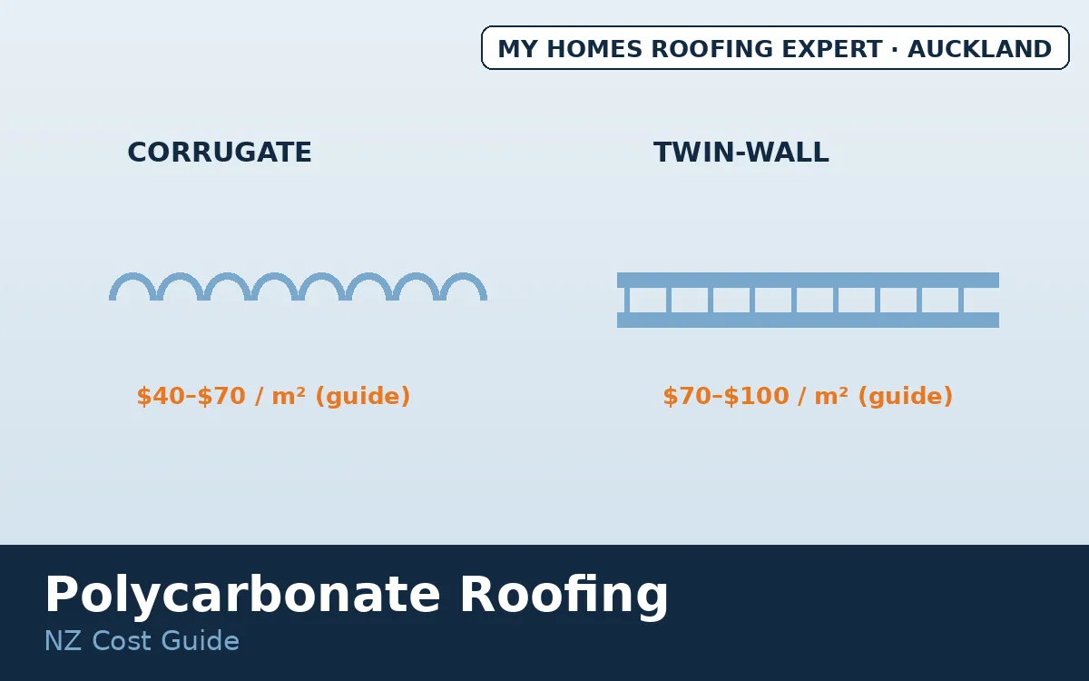 Polycarbonate roofing cost NZ — corrugate and twin-wall sheet profiles