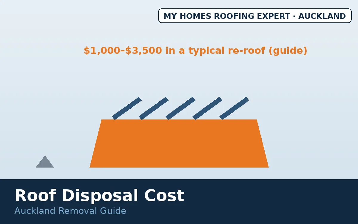 Roof disposal cost Auckland — old roofing removed into skip bin