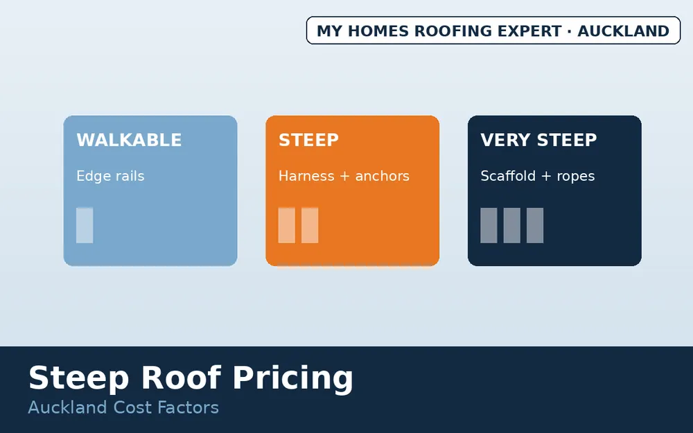 Safety and access requirements increasing with roof pitch and height Auckland