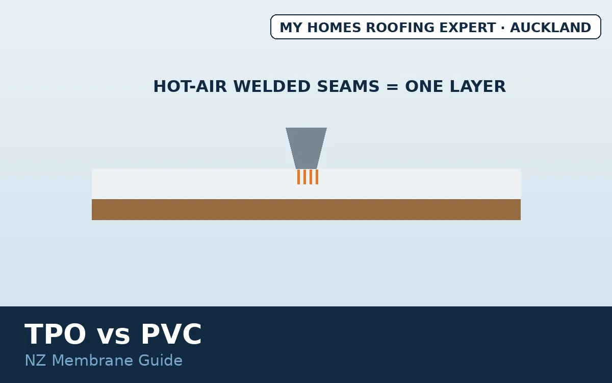 TPO vs PVC membrane — single-ply roofing sheets heat welded on NZ flat roof