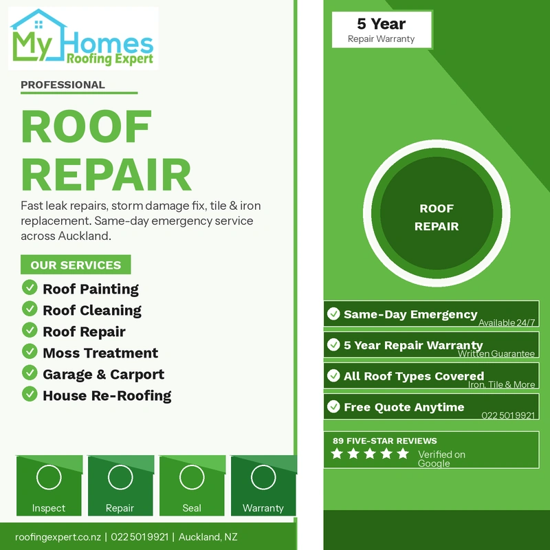 Professional roofing repair services Auckland NZ — roof repair, leak fixing and emergency roofing by My Homes Roofing Expert