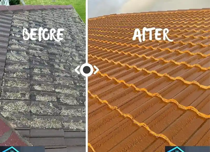 Roof restoration on an Auckland home with clean, repair and repaint work